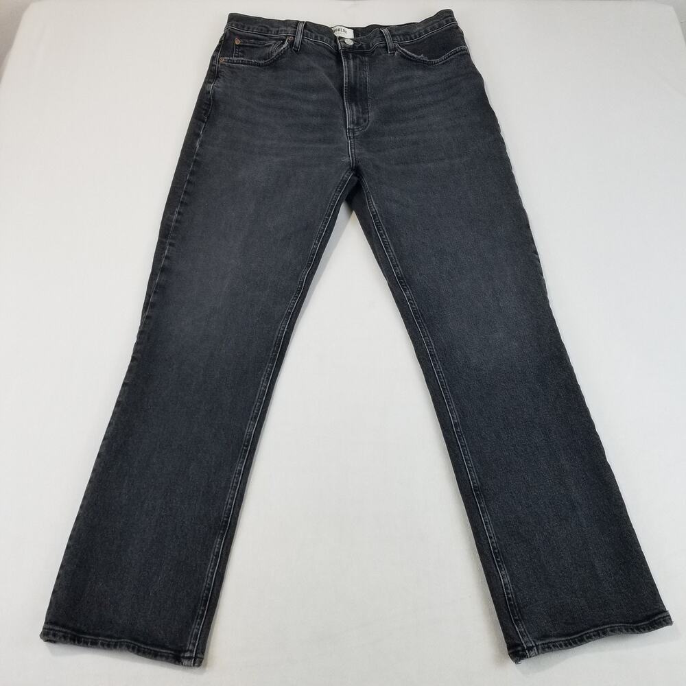 AGOLDE High Rise Stovepipe Jeans Womens 32 Metal Washed Black A9096-1372